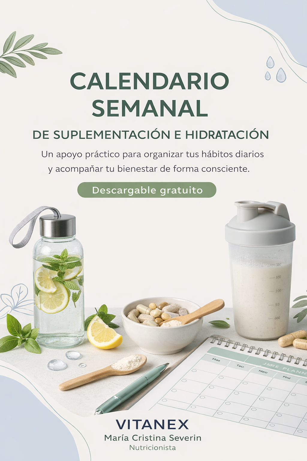 Calendario Semanal de Suplementación e Hidratación (PDF gratuito)